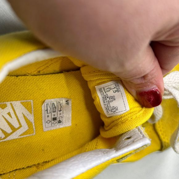 Vans Old Skool Rainbow Lace Cyber Yellow True White Kids Casual Shoes Size 1.5 - Picture 4 of 7